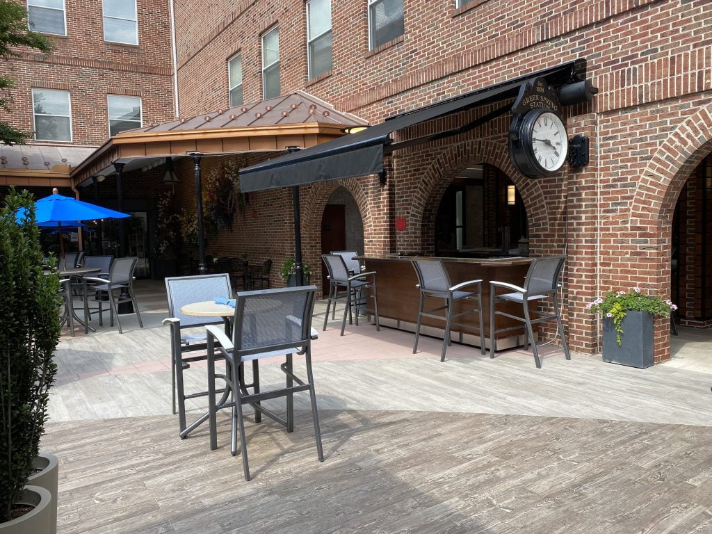Tarks patio seating and bar